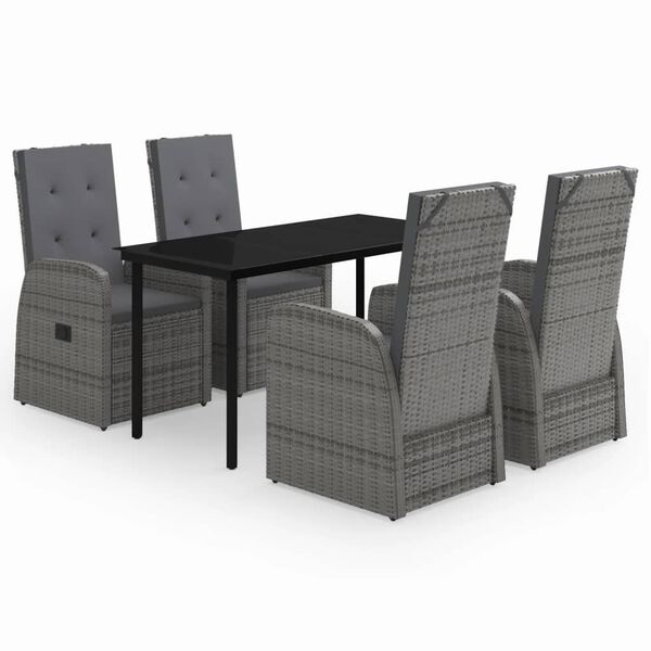 vidaXL Set de mobilier pentru grădină, cu perne, 5 piese, gri