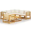 vidaXL Set mobilier grădină cu perne, 7 piese, crem, lemn masiv acacia