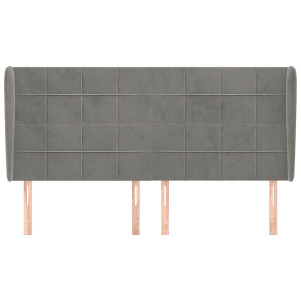 vidaXL Tăblie de pat cu aripioare gri deschis 203x23x118/128cm catifea