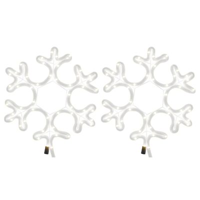 vidaXL Figurină Fulg de Zăpadă de Crăciun LED 2 buc. alb cald 27x27 cm