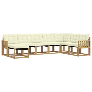 vidaXL Set de canapele de exterior cu pernă 8 pcs Alb și crem