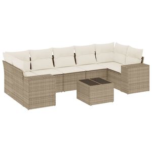 vidaXL Set canapele de grădină, 8 piese, cu perne, bej, poliratan