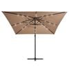 vidaXL Umbrelă &icirc;n consolă cu LED, st&acirc;lp din oțel, taupe, 250x250 cm