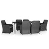 vidaXL Set de masă pentru grădină, 7 piese, cu perne, negru