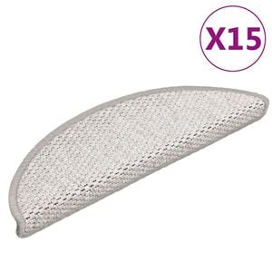 vidaXL Covoraș scări autoadeziv aspect sisal 15 buc. platină 56x17x3cm