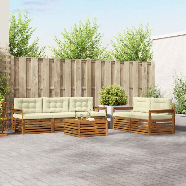 vidaXL Set de canapele de exterior cu pernă 6 pcs Natural și Crem