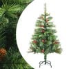 vidaXL Pom Crăciun artificial cu balamale, conuri, fructe roșii 150 cm