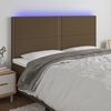 vidaXL Tăblie de pat cu LED, maro &icirc;nchis, 200x5x118/128 cm, textil
