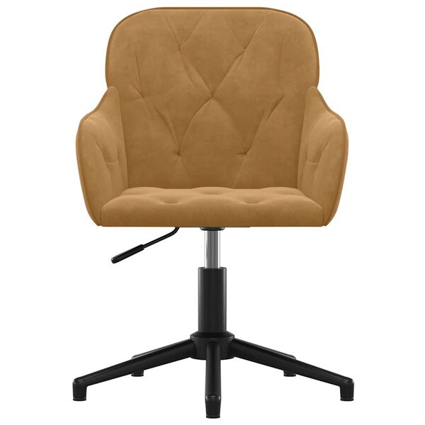 vidaXL Scaune de bucătărie pivotante, 2 buc., maro, catifea