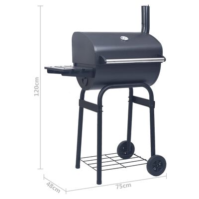 vidaXL Grătar barbecue cu cărbuni, afumătoare și raft inferior, negru