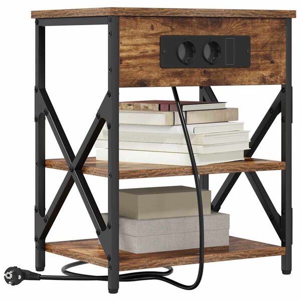 vidaXL Dulap de noapte Stejar fumuriu 41 x 31 x 51 cm Lemn compozit