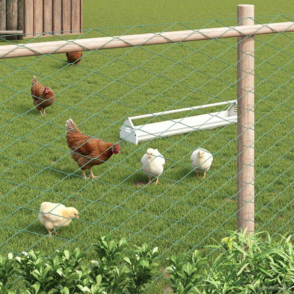 vidaXL Gard cu plasă de s&acirc;rmă Verde 2 x 20 m Oțel