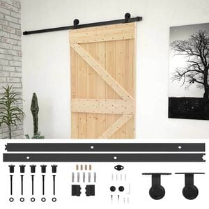 vidaXL Ușă glisantă 90 x 210 cm Lemn masiv de pin Natural și Negru