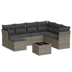 vidaXL Set canapele de grădină cu perne, 8 piese, gri, poliratan