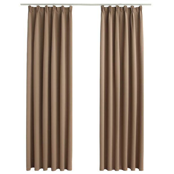 vidaXL Draperii opace cu cârlige, 2 buc., gri taupe, 140 x 175 cm