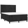 vidaXL Pat box spring cu saltea, negru, 140x200 cm, catifea