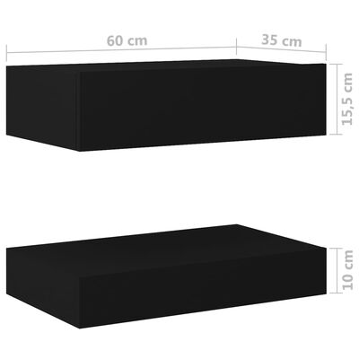 vidaXL Noptieră, negru, 60x35 cm, lemn prelucrat