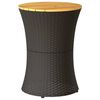 vidaXL Masă laterală de grădină, formă de tobă, negru, poliratan/lemn