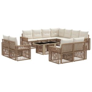 vidaXL Set de canapele pentru grădină 12 buc. Bej și alb crem