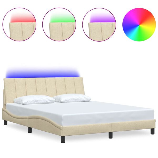 vidaXL Cadru de pat fără saltea, Hanko, crem, 160x200 cm, textil