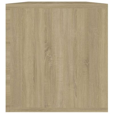 vidaXL Cutie de depozitare viniluri, alb & stejar, 71x34x36 cm, lemn