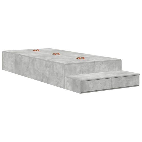 vidaXL Cadru de pat cu depozitare Gri din beton 75 cm Lemn compozit