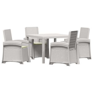 vidaXL Set de masă pentru grădină 5 buc. Alb și crem PP