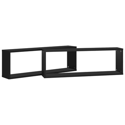 vidaXL Rafturi de perete cub, 2 buc., negru, 80x15x26,5 cm PAL