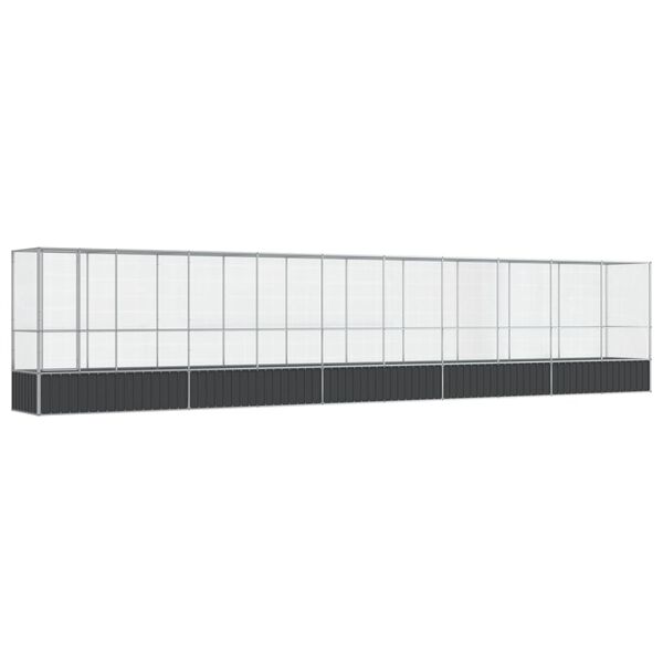 vidaXL Voliera păsări cu extensie, argintiu, 1042,5x107x212 cm, oțel