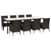 vidaXL Set mobilier de exterior cu perne, 9 piese, maro, poliratan