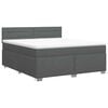 vidaXL Pat boxspring cu saltea Gri &icirc;nchis 140 x 190 cm Țesătură
