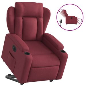 vidaXL Fotoliu electric rabatabil cu ridicare, roșu vin, textil