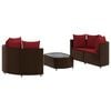 vidaXL Set canapele de grădină cu perne, 5 piese, maro, poliratan