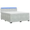 vidaXL Pat box spring cu saltea și LED Gri deschis 200 x 200 cm