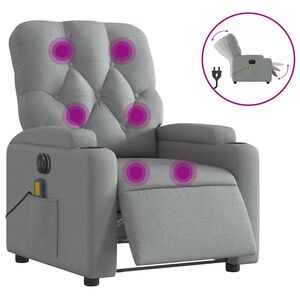vidaXL Fotoliu electric de masaj rabatabil, gri deschis, microfibră