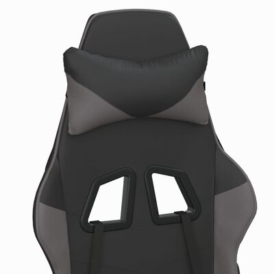 vidaXL Scaun de gaming cu masaj/suport picioare, negru/gri, piele eco