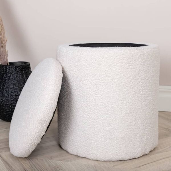Venture Home Taburet &bdquo;Limpen&rdquo; 32x32x40 cm, alb, pluș
