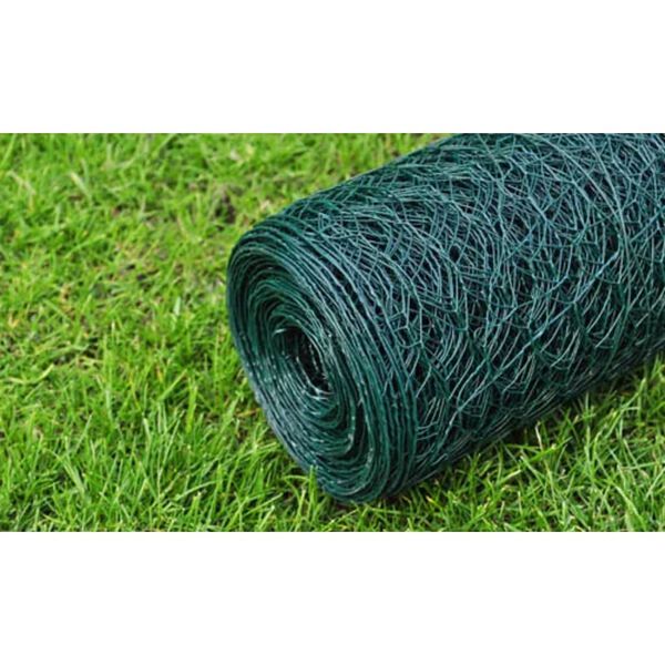 vidaXL Plasă de s&acirc;rmă găini, verde, 25 x 0,5 m, cu &icirc;nveliș PVC