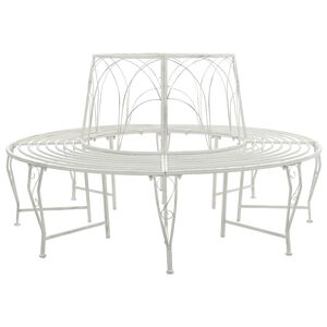 vidaXL Bancă cu arbori 8-Număr de locuri &Oslash; 160 x 89 cm Oțel Alb Antic