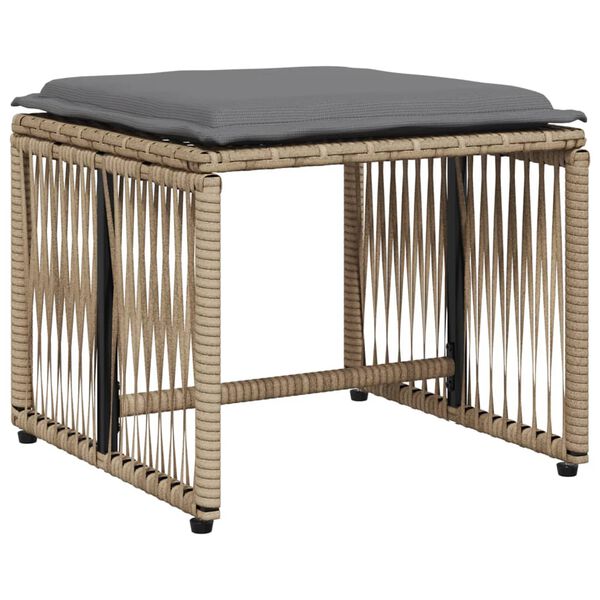 vidaXL Set de masă pentru grădină, 7 piese, cu perne, bej, poliratan