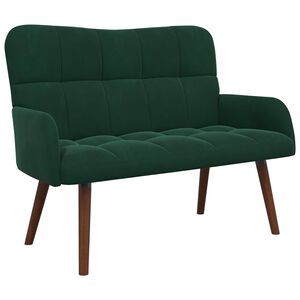 vidaXL Canapea cu 2 locuri Verde &icirc;nchis 115 x 61 x 87 cm Catifea