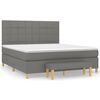 vidaXL Pat continental cu saltea, gri &icirc;nchis, 160x200 cm, țesătură