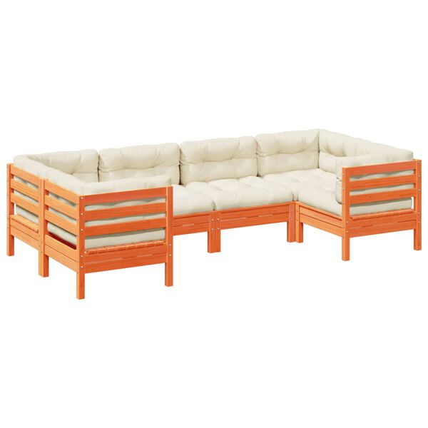 vidaXL Set mobilier de grădină cu perne, 6 piese, lemn masiv de pin