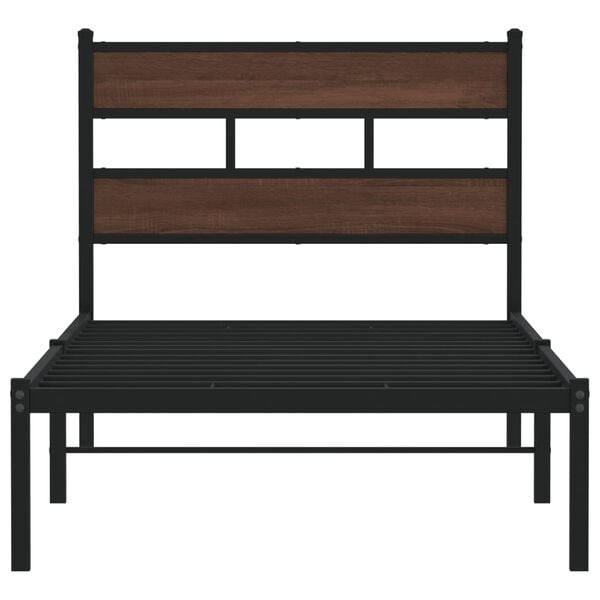 vidaXL Cadru de pat fără saltea, cu tăblie, stejar maro, 80x200 cm