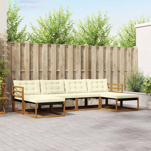 vidaXL Set de canapele de exterior cu pernă 6 pcs Natural și Crem