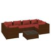 vidaXL Set mobilier de grădină cu perne, 7 piese, maro, poliratan
