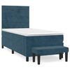 vidaXL Pat box spring cu saltea, albastru &icirc;nchis, 80x200 cm, catifea