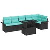 vidaXL Set de canapele pentru grădină cu pernă 7 pcs Negru Rattan poli
