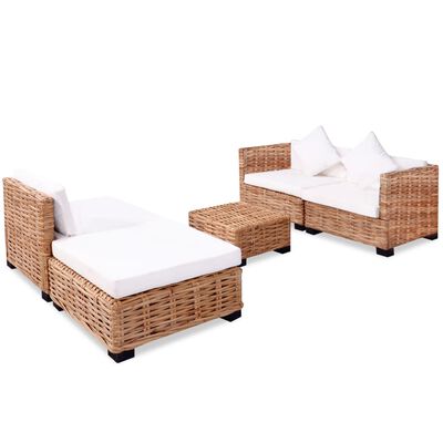vidaXL Set mobilier cu canapea 14 piese, culoare naturală, ratan