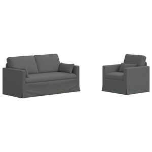 vidaXL Set de canapea 2 buc. Gri &icirc;nchis țesătură